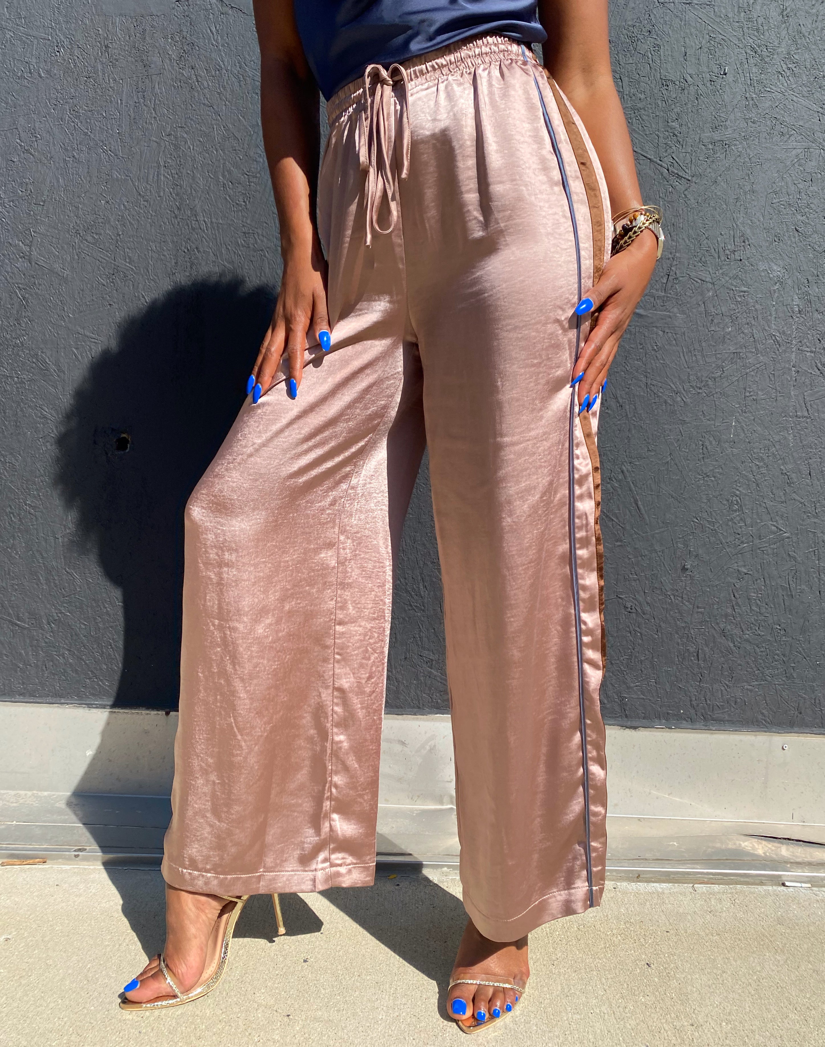 Rich satin wide-leg pant